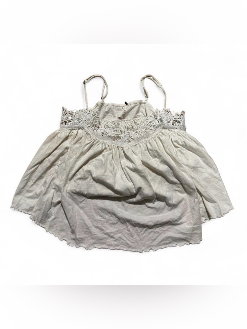Free People Off White Lace-Trim Spaghetti Strap Women's Top